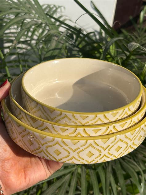 Yellow Moroccan Pattern Serving/Salad Bowl Set (Set of 3) – House of ...