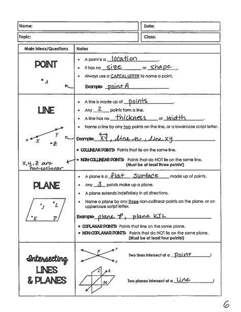 Points, Lines and Planes Worksheets - Worksheets Library