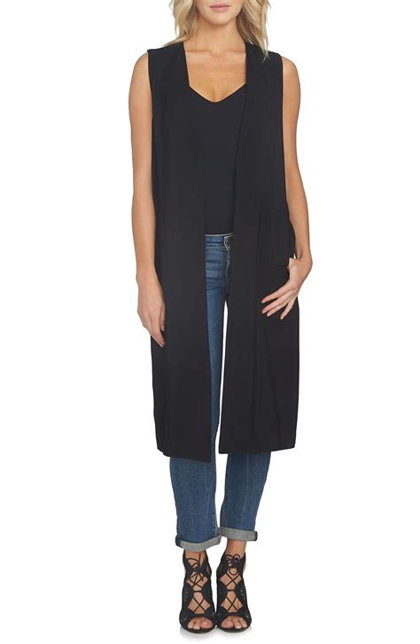 Black vest. | Vest outfits for women, Black vest outfit, Long black vest