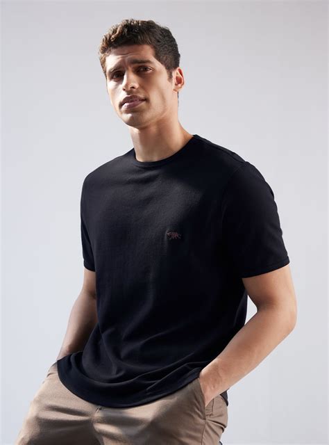 Buy Raven Black Crew | Casual Black Solid Tees for Men Online | Andamen