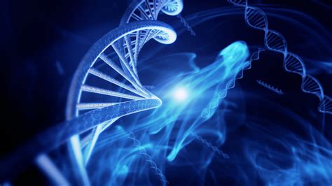 Blue DNA Code With Genetic Background in slow motion 3D animation