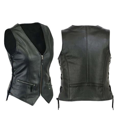 Women Black Leather Vest Motorcycle Vest Women Biker Vest - Etsy