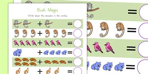 Bush Magic | Addition Worksheets for Kindergarten (1-10)