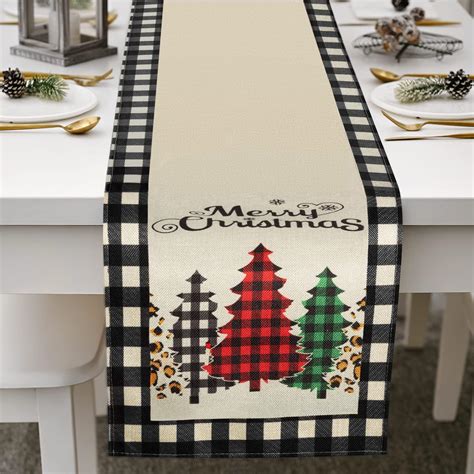 Amazon.com: Christmas Table Runner Buffalo Plaid Christmas Decorations ...