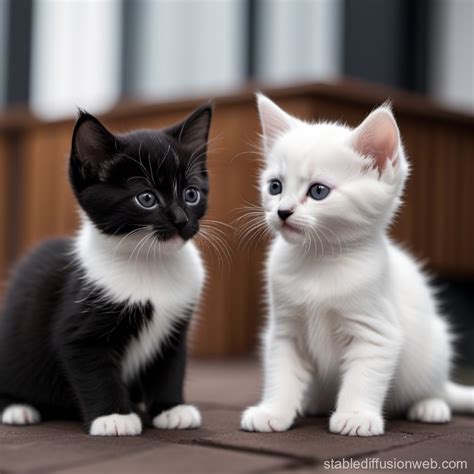 two kitten brothers which are black and white they both have a black ...