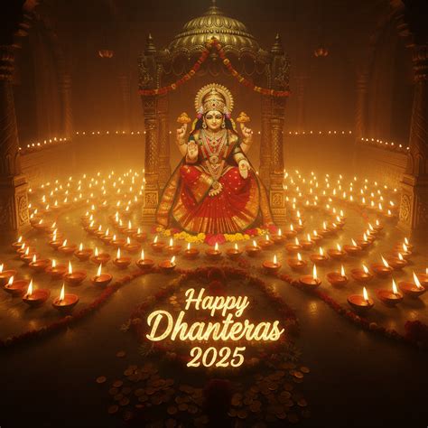 🔥 Happy Dhanteras 2025 Wishes With Goddess Lakshmi Background Free Do