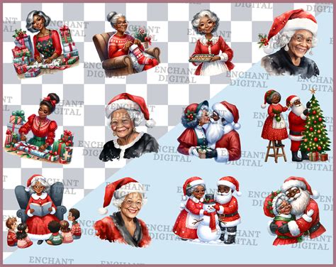 Black Mrs. Claus Clipart - Watercolor African American Mrs. Claus ...