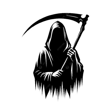 A Black And White Image Of Grim Reaper Holding Scythe, A Black And ...