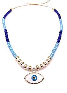 Buy Art & Designs by AA Handmade Evil Eye Tiny Blue Beads Choker ...