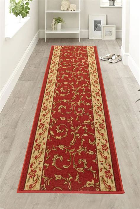 Charlton Home Custom Size Washable Non-Slip French Veronica Floral Red ...