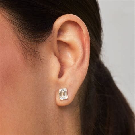 Emerald Cut Diamond Solitaire Stud Earrings — EF Collection®