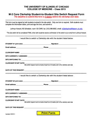 Fillable Online medicine uic M-3 Core Clerkship Student-to-Student Site ...
