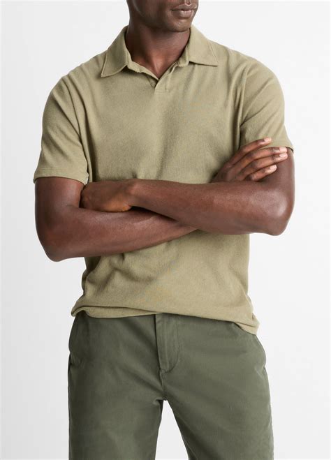 Cotton Johnny-Collar Polo Shirt in Henleys & Polos | Vince