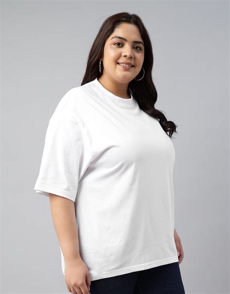 White Plain Plus Size Oversized T-shirt – Juneberry