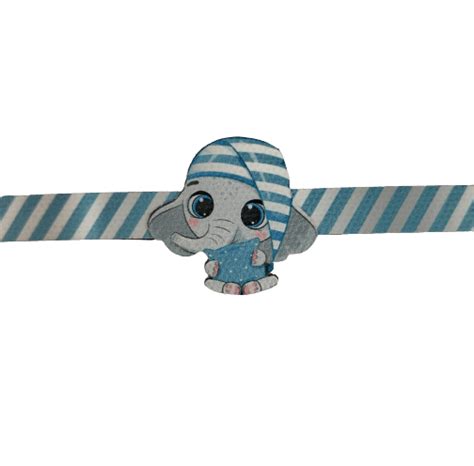 Buy Canvas Design Baby Elephant With Blue Stripes Blue Rakhi/Band For ...