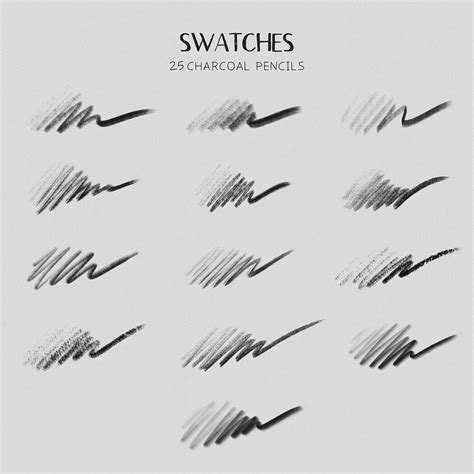 Charcoal brushes pack for Procreate and Photoshop