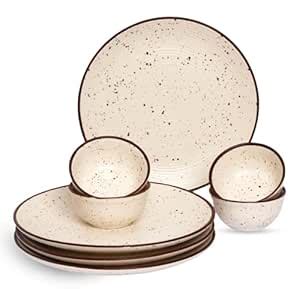 Buy Freakway Handcrafted White Ceramic Stoneware Dinner Set of 8 Pieces ...