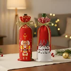 Ascension Christmas Wine Bottle Covers Gifts Bags with Santa, Snowman ...