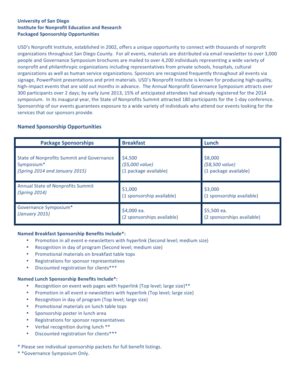 Fillable Online sandiego Named Sponsorship Opportunities Package ...