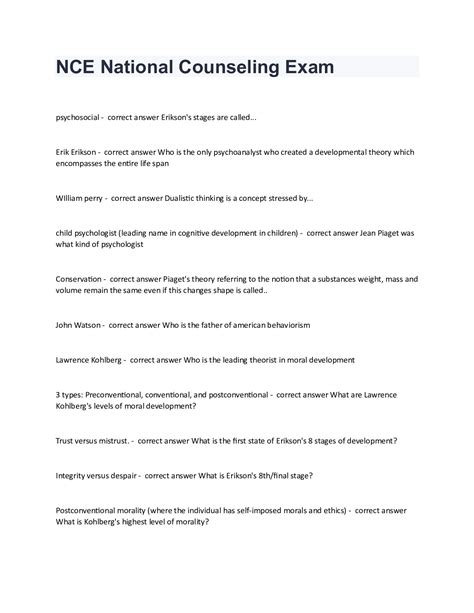 NCE National Counseling Exam fully solved 2024/2025 - DocMerit