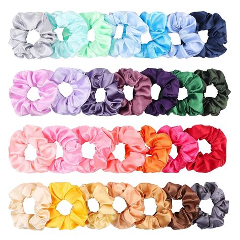 WATINC 28Pcs Silk Satin Hair Scrunchies Set for Women Strong Elastic ...