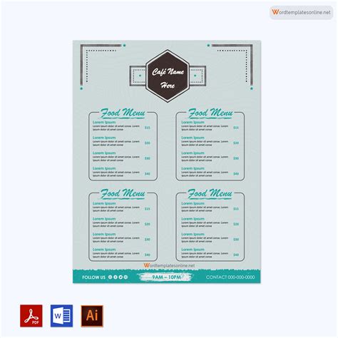 Word Menu Template Free Download