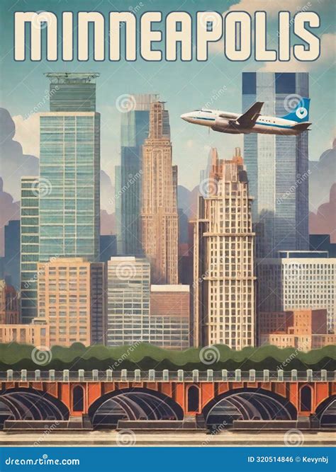 Minneapolis Minnesota Vintage Travel Poster Postcard Stock Illustration ...