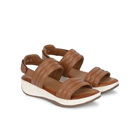 Buy Delize Womens Tan Solid Wedge Sandals Online