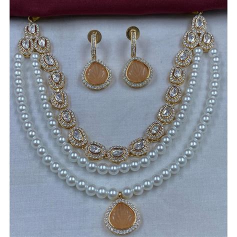 Amoliya Jewels Royal Glow Polki Kundan And Pearl Necklace Set ...