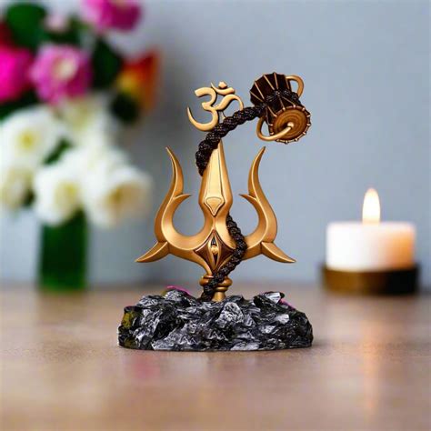 Trishul with Damru Decorative Showpiece for Car Dashboard – Bhakti Samagri