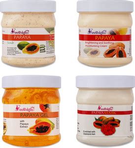 feelhigh Papaya Scrub, Mask, Cream and Gel,500ml each Enriched with ...