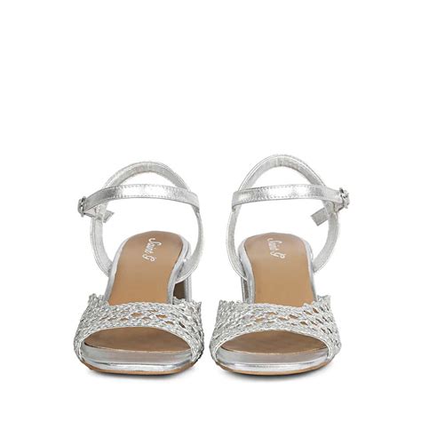 Saint Felicia Silver Hand Woven Leather Block Heels – SaintG India
