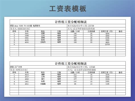 计件工资Excel表下载-包图网