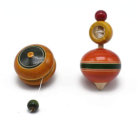 Channapatna Toys Wooden Yo-Yo and Spinning Top Combo Toys for Kids (3 ...
