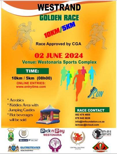 WESTRAND GOLDEN RACE 10 & 5KM - SUNDAY 2 JUNE 2024, Westonaria Sports ...
