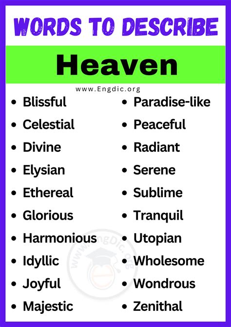 20+ Best Words to Describe Heaven, Adjectives for Heaven - EngDic