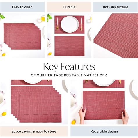 Heritage Red Table Mat Set Of 6 Online - Premium Table Mat | Nestasia