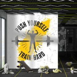 Wallpaper for Gym Walls, Push Yourself Train Hard - Magicdecor®