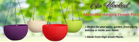 Go Hooked Plastic Hanging Planter, Multicolour, Pot Diameter -7.1 Inch ...
