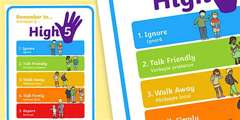 High Five How To Deal With Bullying Large Display Poster Romanian ...