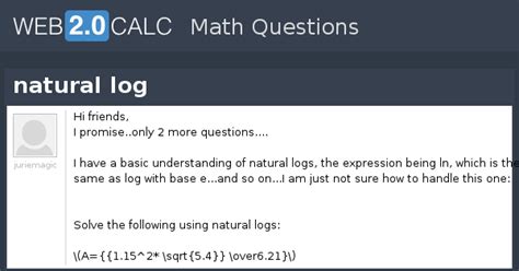 View question - natural log