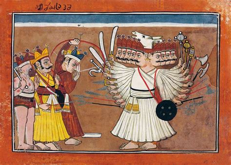 Lord Rama Battles Ravana - Rajput Painting - Mandi - 18 Century Vintage ...