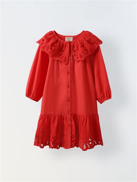 Red Eyelet Lace Ruffle Dress-Girls – Spunkies