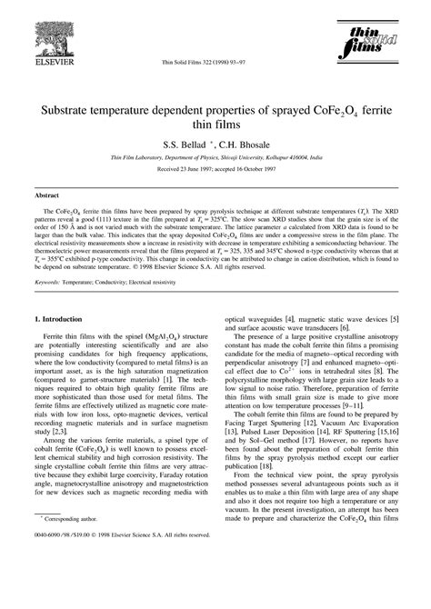 4.Substrate temperature dependent properties of sprayed Co Fe O ferrite ...