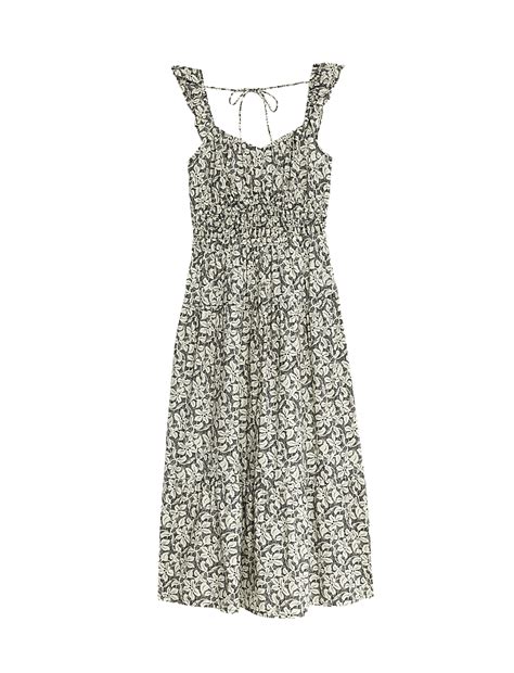 Buy Pure Cotton Printed Midi Tiered Dress at Marks & Spencer