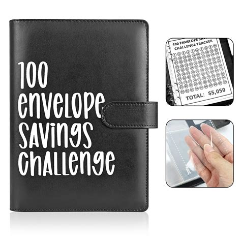 Buy POUYRBA 100 Envelope Challenge Binder, Leather 52 Week Money Saving ...