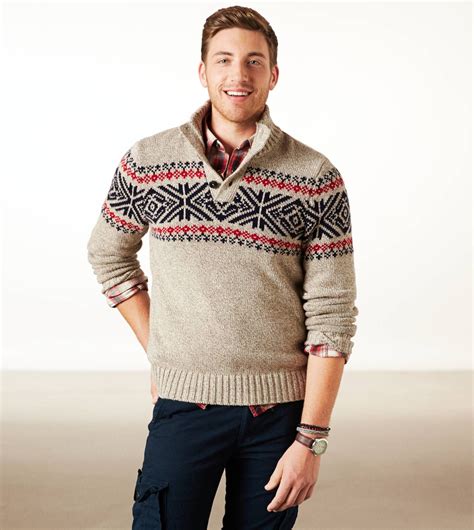 AE Fair Isle Mock Neck Sweater | Sweater outfits men, Mens fashion ...