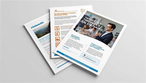 A stack of brochures with a man in a suit on the front | Premium AI ...