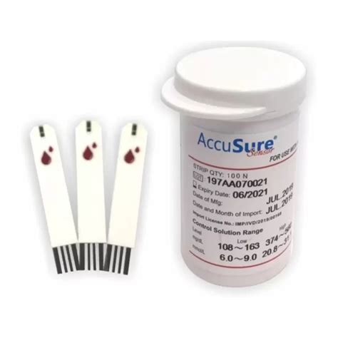 Accusure Sensor glucometer Test Strips 100 Strips - Cureka