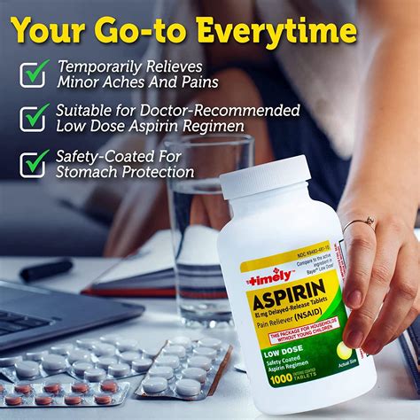 Timely by Time Cap Labs 81mg Aspirin - 1000 Count Safety Coated Tablets for Adults and Children ...